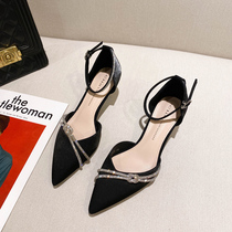 Wushe socialite dinner temperament high heel XIE Spindles hot diamond fine heel single XIE~Word buckle with cool XIE