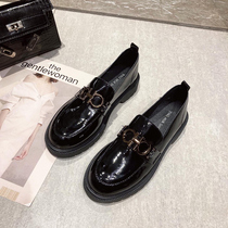 WUXIE European station Joker students Lafu shoes horse Title buckle patent leather single shoes thick-soled big-head leather shoes