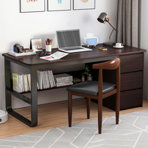 Steel-wood desk Computer desk Office desk and chair combination Simple home bedroom Student corner writing desk Study desk