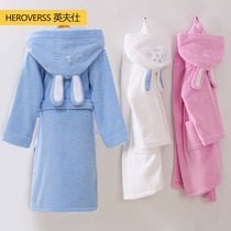 Class A childrens bathrobe Cotton towel material Boys and girls water absorption quick-drying summer baby can wear bath towel nightgown Bathrobe