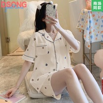 Summer pajamas womens pure cotton gauze thin 2021 new short-sleeved Japanese large size home wear two-piece suit