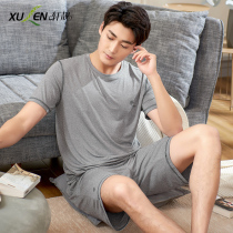 Modal pajamas mens summer thin short-sleeved shorts for sports can be worn outside the chilled cool mens loungewear set