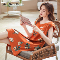 Mom Nightdress Lady Summer Thin Cotton Pajamas Sleeveless Vest Mid Skirt Casual Home Clothes Womens Dress