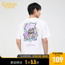 Cabbeen carbine mens casual round neck short sleeve T-shirt 2021 new trend cartoon printing youth street H