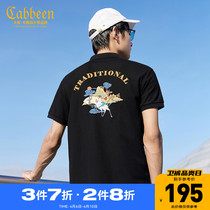 cabbeen carbene mens clothing black short sleeves POLO shirt spring summer new china wind embroidery printing body wave C