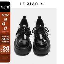 Le Xiaoxi 2023 Lace Up Cute Butterfly British Style Small Leather Shoes Thick-soled Lok Fu Single Shoes Womens Spring and Summer New Style