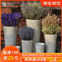 Mi Yang floor flower bucket white old iron bucket large long tin bucket flower Flower tube vase decorative flower vessel