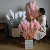 Simulation plant reed grass bouquet paper bag flower art green plant potted floor decoration clothing store net red window decoration