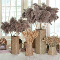 (Mi Yang) Natural seagrass woven flower basket rattan bamboo weaving flower vase flower pot living room indoor ornaments