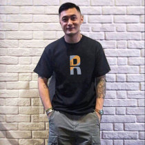 BREEZE designer brand Hong Kong style trend Yu Wenle crew neck half sleeve top cotton short sleeve t-shirt men
