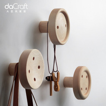 Big craftsmanship Nordic non-trace solid wood wall adhesive hook hanger ins non-hole creative porch mini button wall hanging