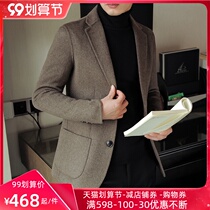 Double-sided cashmere coat mens short spring and autumn youth 2021 new casual wool woolen woolen blazer
