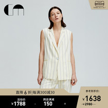COMME MOI Lu Yan designer Spring and Autumn retro striped straight suit vest jacket