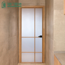 Titanium magnesium alloy swing door open wood color Japanese bathroom door partition bathroom door toilet door toilet door glass door