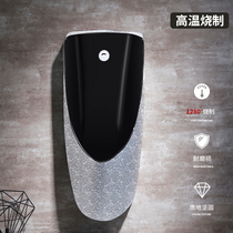 Household black wall-mounted urinal Adult floor-standing color ceramic urinal One-piece induction urinal