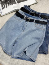 2021 new summer design sense niche denim shorts womens thin hot girls high waist thin wide leg pants tide