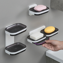 Soap box punch-free suction cup Wall-mounted creative double-layer drain rack Household bathroom bathroom soap rack