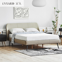 InYard Yi oxygen] Hyacinth bed head layer cowhide leather bed Light luxury modern simple Nappa leather bed master bedroom