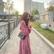 Senior sense pregnant women autumn dress plus size fashion autumn skirt 2021 Spring and Autumn new floral long skirt autumn