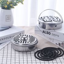 Mosquito box tray shelf stainless steel household with cover gray tray fireproof and anti-scalding creative incense burner outdoor mosquito coil