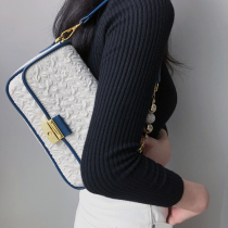 Niche senior texture casual fold underarm bag womens 2021 new color splicing transfer beads fashion shoulder bag