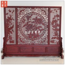 Solid Wood Chinese style screen Dongyang wood carving seat screen hollow double-sided carved living room porch partition floor screen antique