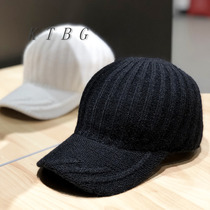 Tide brand winter plus velvet knitted wool solid color warm duck tongue hat women Japanese Joker casual baseball cap Women