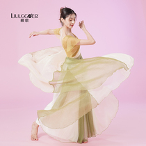Liu Ge classical dance dress Womens Big swing skirt double-layer floating half-length skirt Chinese dance practice costume