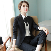  Professional suit suit female black 2021 spring and autumn new hotel manager temperament suit high-end formal overalls