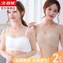 Strapless bra small chest gathered non-slip invisible chest summer thin section incognito bandeau beauty back bra underwear women