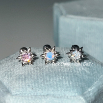 PinkDaliy Diamond Hexagram Ear Bone Stud 925 Sterling Silver Super Flash Zircon Twist Screw Cochlear Stud Mini Earrings