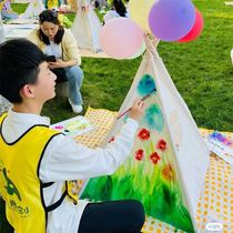 Childrens outdoor activities triangle tent game House baby hand-painted graffiti diy Indian photo props