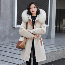 Winter Parker cotton clothes womens mid-length 2021 new plus velvet cotton coat quilted jacket coat wool collar thick winter jacket