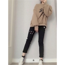 2020 spring and summer new white ripped jeans female Korean version thin thin foot trousers student pants female tide