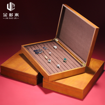 New white wood jewelry display box Chinese style solid wood ring ring ear necklace bracelet storage box jewelry box