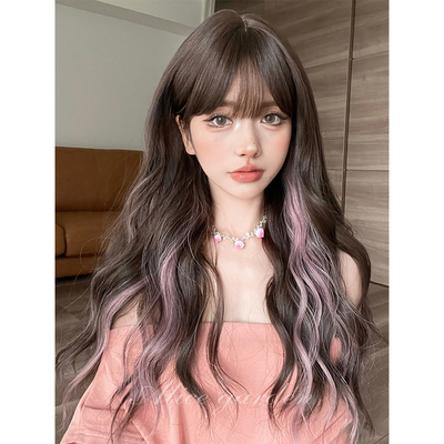 taobao agent Wavy hair mesh, curly bangs made from real hair, helmet, internet celebrity, Lolita style
