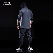 Overbearing muscle fitness sports suit running clothes mens gym quick pants morning running long sleeve sweater autumn and winter