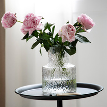 ins Wind Nordic creative light luxury Glacier glass vase aquatic flower arrangement rose flower living room flower ornaments