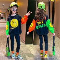 Internet Red Girl Spring Autumn Long Sleeve Suit New Children CUHK Children Sports Acroswear Korean Version Trendy Foreign Air Two Sets