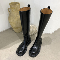  ins wind British high barrel boots female round head side zipper thick bottom non-slip comfortable knight boots female Seoul international students