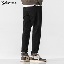 2021 autumn new black jeans men loose straight Korean trend Joker tooling casual pants men