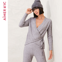 Love NYC Home Clothes Women Can Wear Normald Long Sleeve Cropped Jacket Pajamas AN450351