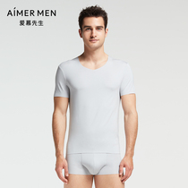 Mr. Aimer short sleeve men 14SS high-end Modal net trace simple solid color home summer short sleeves NS12F61