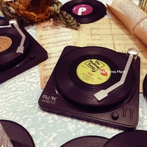 Vintage Vinyl Record Coaster Rock CD Record Player Wine glass Mat Coffee Mat Insulation Non-slip Rock Coaster