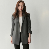  Small suit jacket womens autumn 2021 new Korean loose thin casual all-match mid-length suit top