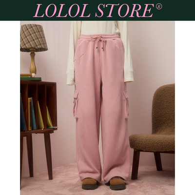 taobao agent LOLOL ® 23AW Loose Workers and Casual Pants Female Winter Loose Looping waist Sensory Straight Width Leg Sports Pants
