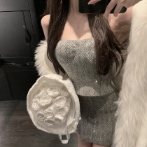 viola gross shiny drill suit Heavy work series winter smears suit short skirt half skirt suit of two sets