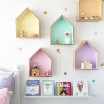 ins Nordic color cabin House childrens room decoration Shelf shelf Wall Wall decoration photo props