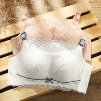 Braced bra gathers small breasts sexy lace wrap chest anti-light thickening non-steel underwear women White non-magnetic