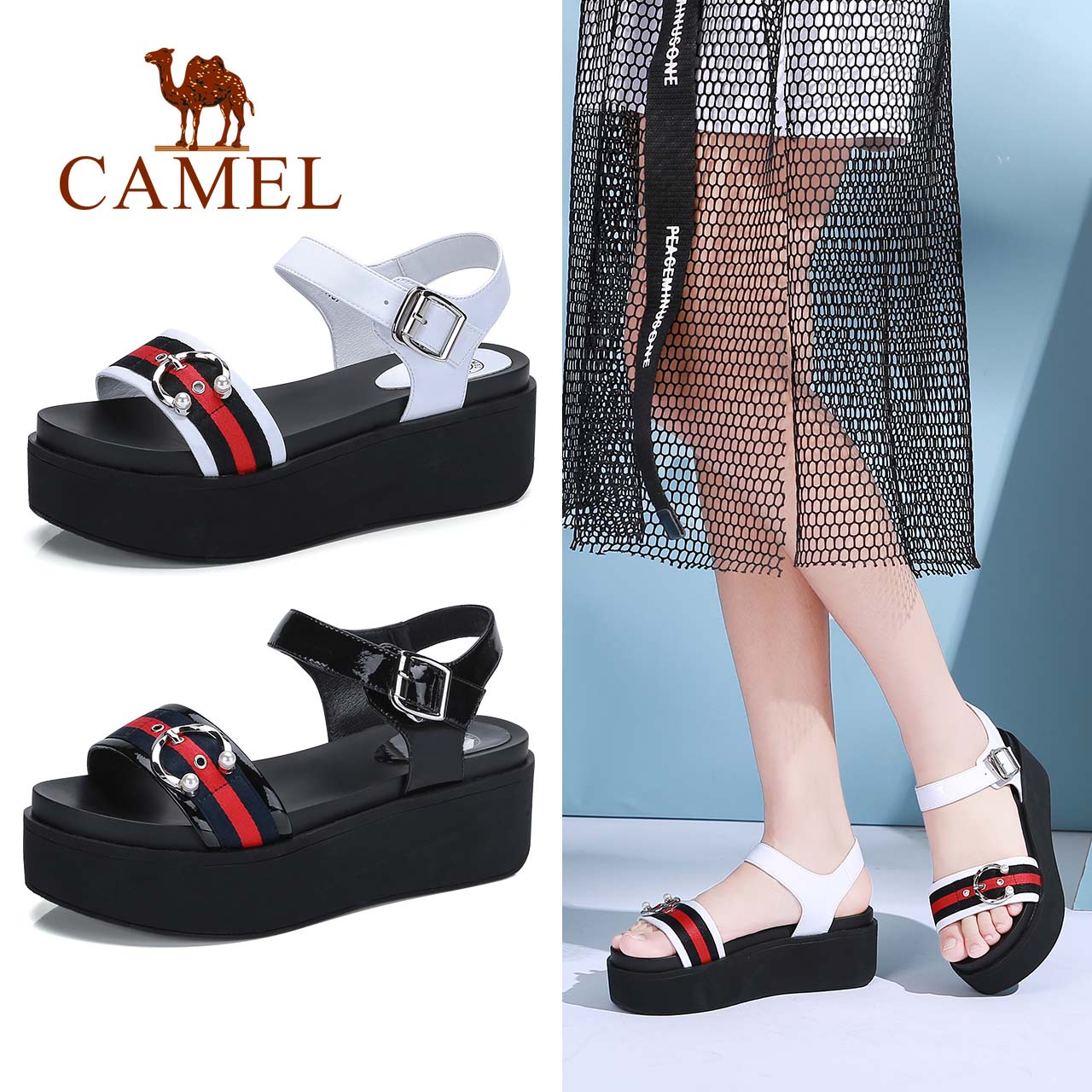 Camel Shoes Summer New Muffin Sandals Thick-soled Fashion Soft Girl Uzzang Baitie Shoes